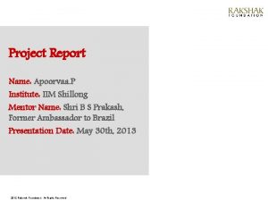 Project Report Name Apoorvaa P Institute IIM Shillong