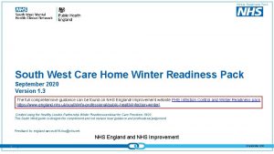 Winter Readiness Pack South West Care Home Winter