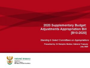 2020 Supplementary Budget Adjustments Appropriation Bill B 10