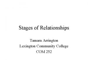 Stages of Relationships Tamara Arrington Lexington Community College