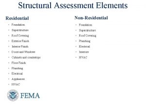 Structural Assessment Elements Residential NonResidential Foundation Superstructure Roof