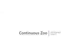 Continuous Zoo CSE 312 Spring 21 Lecture 17