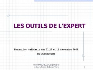 LES OUTILS DE LEXPERT Formation validante des 11