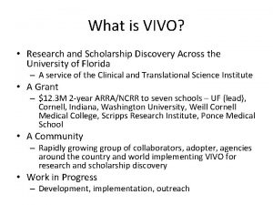 What is VIVO Research and Scholarship Discovery Across