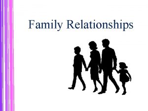 Family Relationships The Family Families form a system