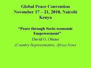 Global Peace Convention November 17 21 2010 Nairobi