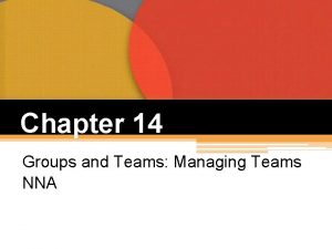 Chapter 14 Groups and Teams Managing Teams NNA
