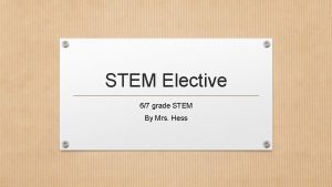 STEM Elective 67 grade STEM By Mrs Hess