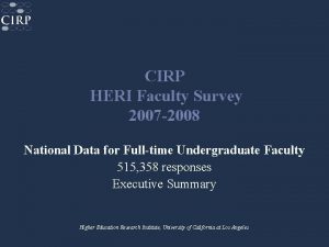 CIRP HERI Faculty Survey 2007 2008 National Data