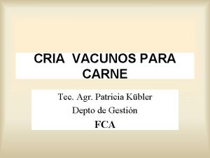 CRIA VACUNOS PARA CARNE Tec Agr Patricia Kbler