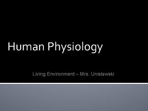 Human Physiology Living Environment Mrs Unislawski Levels of