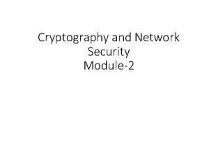 Cryptography and Network Security Module2 Public Key Cryptography