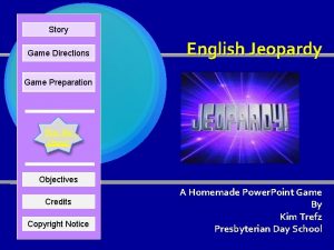 Story Game Directions English Jeopardy Game Preparation Play