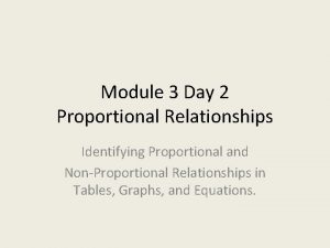 Module 3 Day 2 Proportional Relationships Identifying Proportional