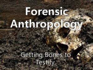 Forensic Anthropology Getting Bones to Testify I What