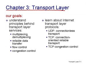 Chapter 3 Transport Layer our goals v understand