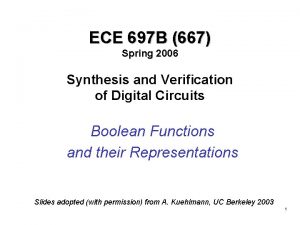 ECE 697 B 667 Spring 2006 Synthesis and