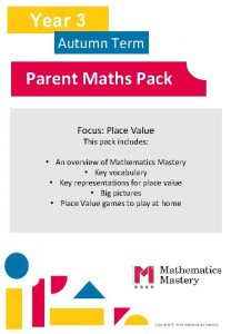 Year 3 Autumn Term Parent Maths Pack Focus