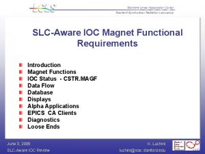 SLCAware IOC Magnet Functional Requirements Introduction Magnet Functions