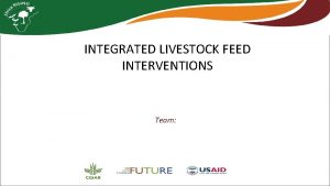 INTEGRATED LIVESTOCK FEED INTERVENTIONS Team An Integrated Livestock