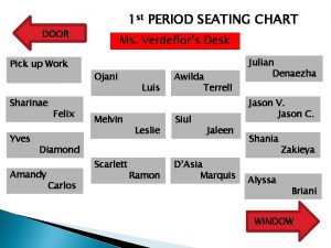 1 st PERIOD SEATING CHART DOOR Pick up