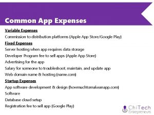 Common App Expenses Variable Expenses Commission to distribution