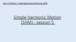 Year 12 Physics week beginning 22 nd June