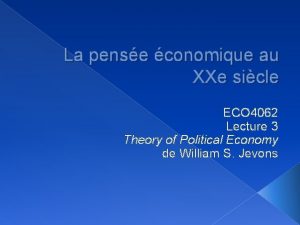 La pense conomique au XXe sicle ECO 4062