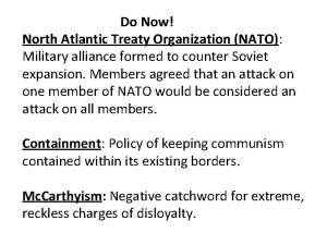 Do Now North Atlantic Treaty Organization NATO Military