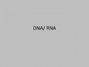 DNA RNA DNA Deoxyribo Nucleic Acid Made up
