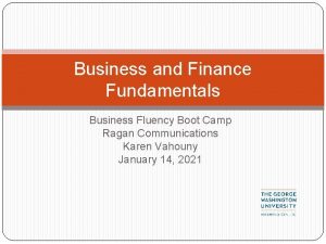 Business and Finance Fundamentals Business Fluency Boot Camp