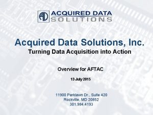 Acquired Data Solutions Inc Turning Data Acquisition into
