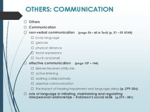 OTHERS COMMUNICATION Others Communication nonverbal communication page 56