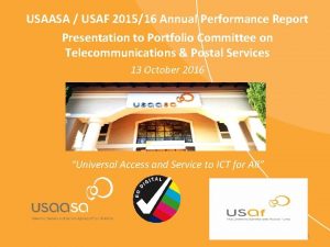 USAASA USAF 201516 Annual Performance Report Presentation to