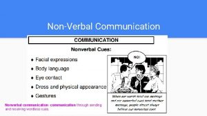 NonVerbal Communication Nonverbal communication communication through sending and