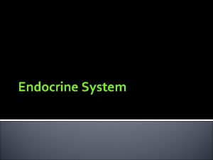 Endocrine System Endocrine System Made up of glands