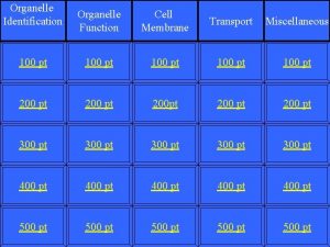 Organelle Identification Organelle Function Cell Membrane Transport Miscellaneous