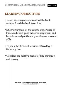 12 SHORTTERM AND MEDIUMTERM FINANCE OHT 12 1