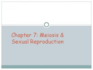 Chapter 7 Meiosis Sexual Reproduction Section 1 Meiosis
