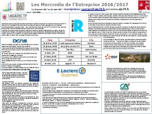 Les Mercredis de lEntreprise 20162017 du 18 janvier