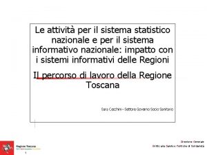 Le attivit per il sistema statistico nazionale e