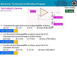 Electronic Technician Certification Program Timer Warning setting Tech