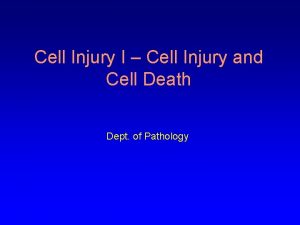 Cell Injury I Cell Injury and Cell Death