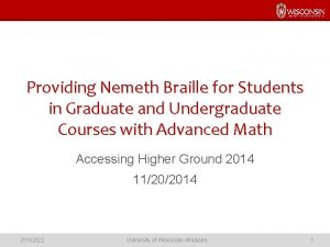 Providing Nemeth Braille for Students in Graduate and