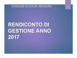 COMUNE DI CAVA MANARA RENDICONTO DI GESTIONE ANNO