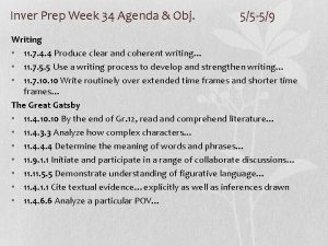 Inver Prep Week 34 Agenda Obj 55 59