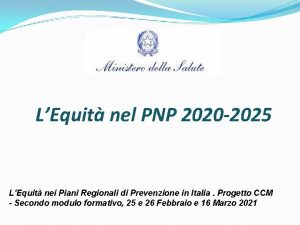 LEquit nel PNP 2020 2025 LEquit nei Piani