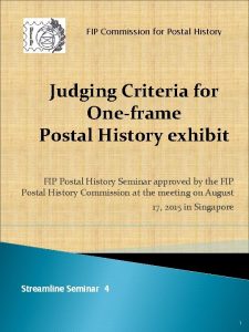 FIP Commission for Postal History Judging Criteria for