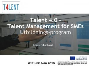 Talent 4 0 Talent Management fr SMEs Utbildningsprogram