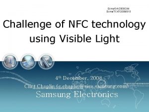 EcmaGA2008244 EcmaTC 472009010 Challenge of NFC technology using